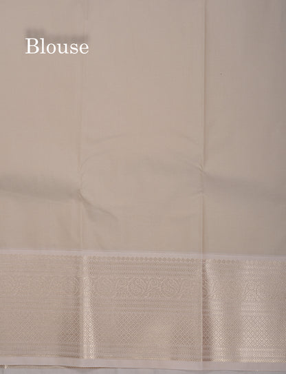 Bottle Green Semi Silk Saree With Contrast Cream Sandal Border