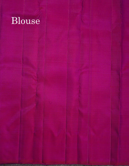 Pure Kanjivaram Silk Saree - Onion Pink Colour Body Small Checks With Contrast Magenta Border