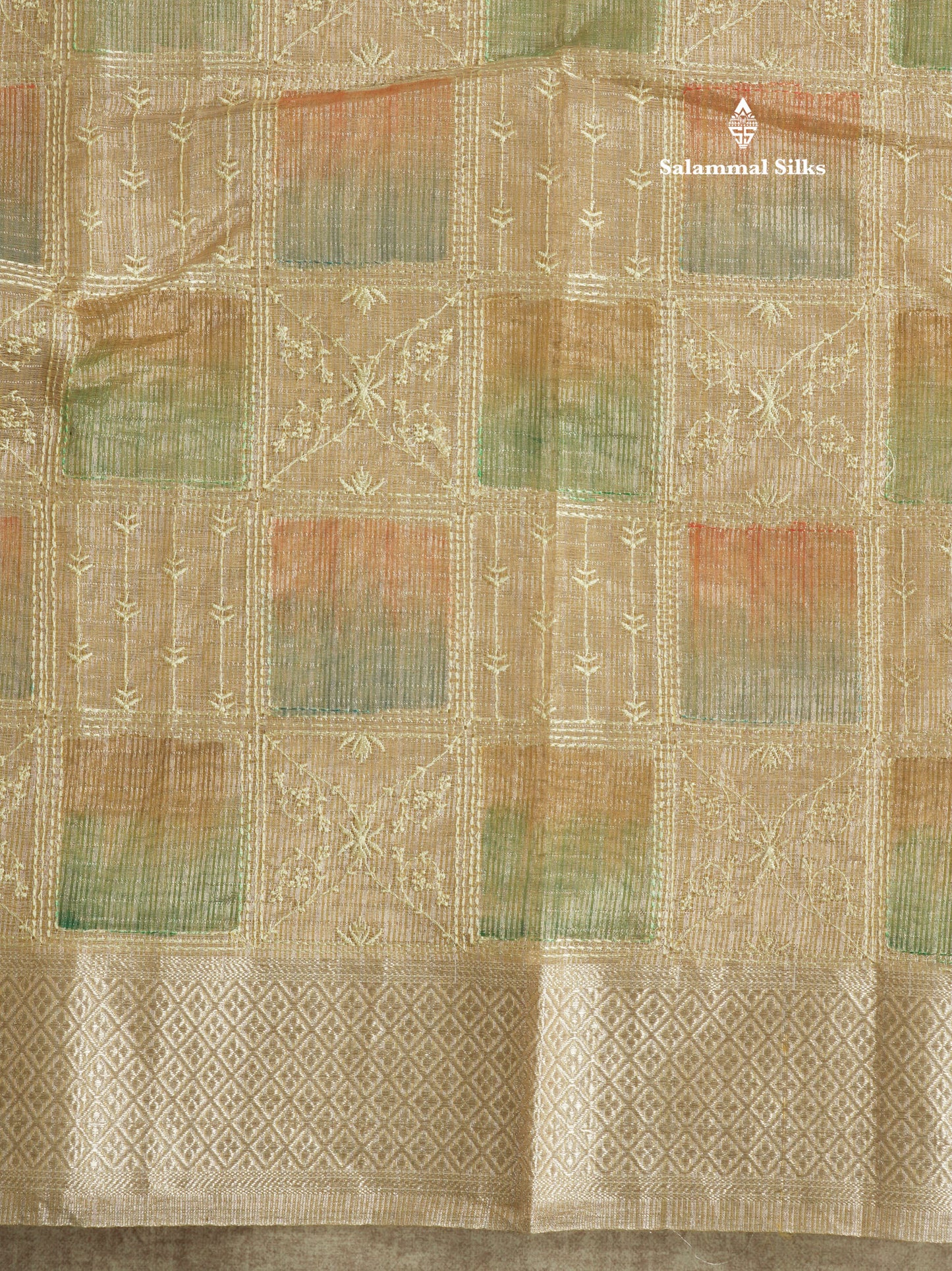 Baby Pink Fancy Tissue Kota Saree With Zari Lines Blouse