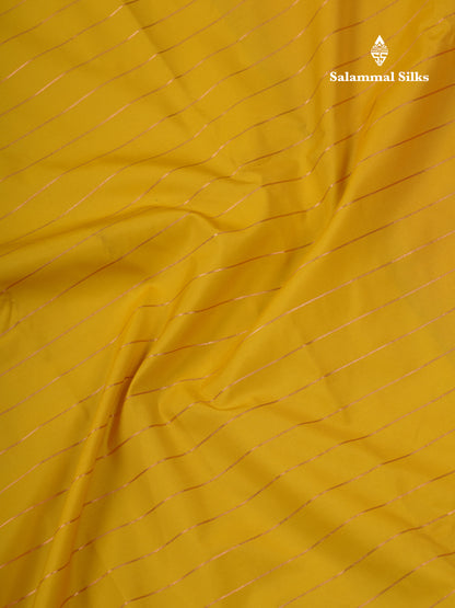 Mustard Yellow Semi Silk Saree With Contrast Pink Rettapet Border