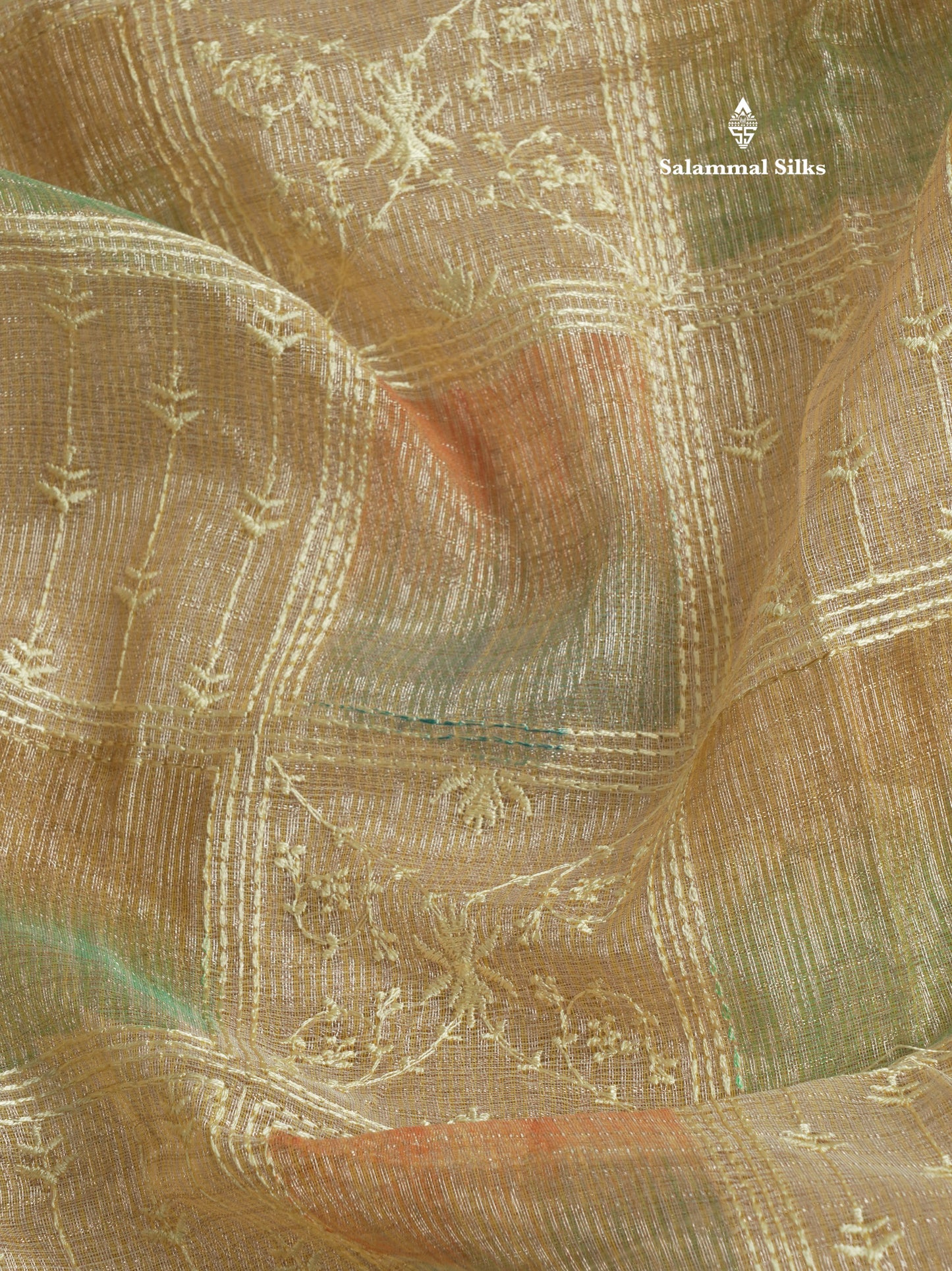 Baby Pink Fancy Tissue Kota Saree With Zari Lines Blouse