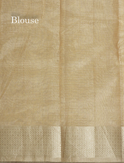 Baby Pink Fancy Tissue Kota Saree With Zari Lines Blouse