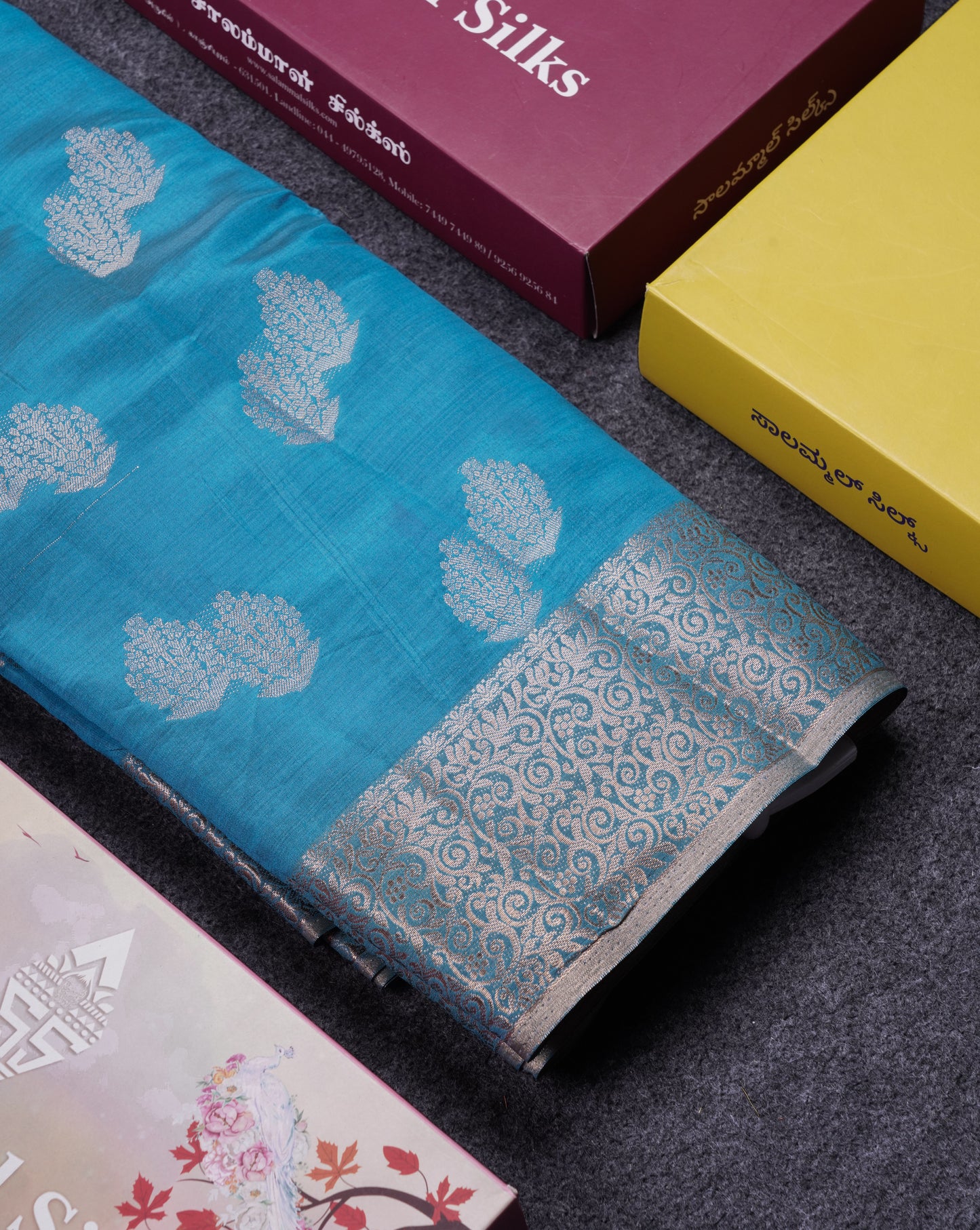 Beautiful Blue Semi Raw Silk Saree With Fancy Border