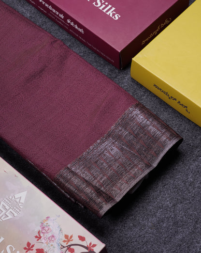 Beautiful Dark Brown Semi Raw Silk Saree With Fancy Border