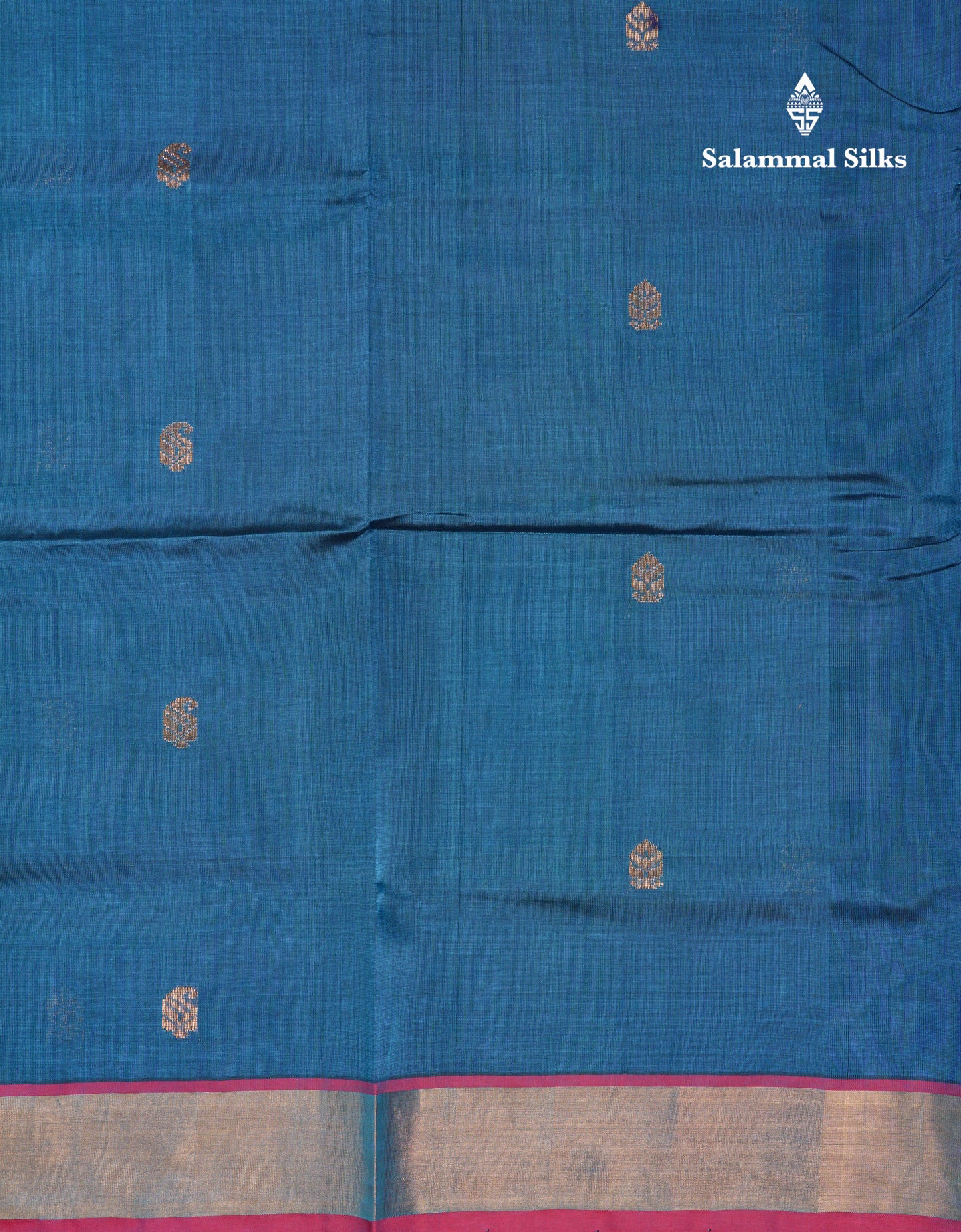 Ramar Blue Pure Silk Cotton Saree With Contrast Pink Blouse