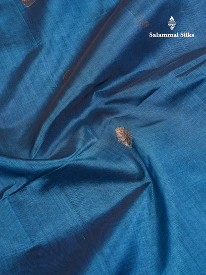 Ramar Blue Pure Silk Cotton Saree With Contrast Pink Blouse
