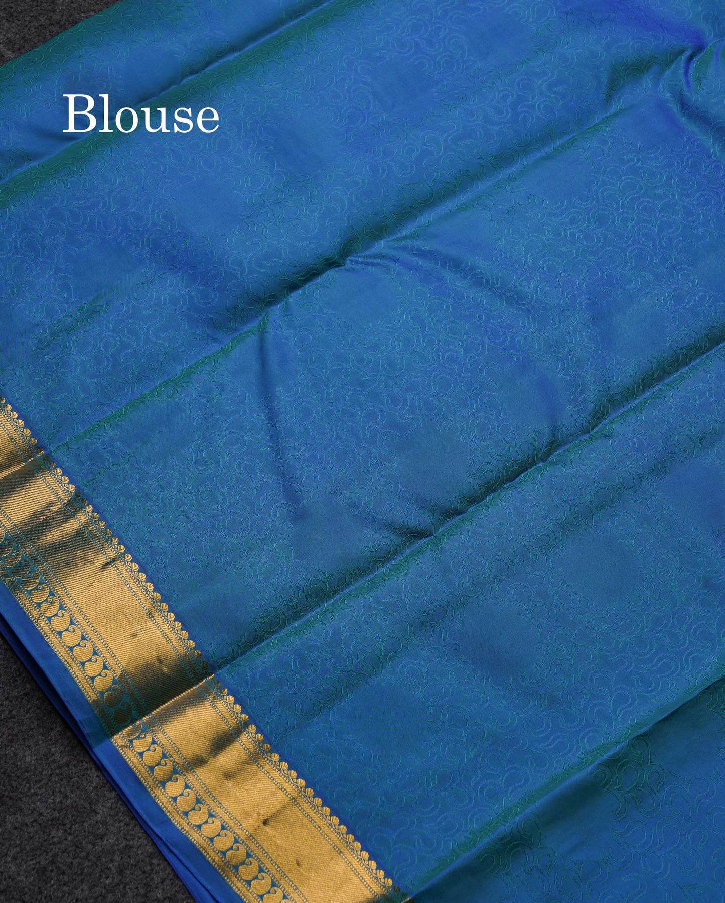 Beautiful Sapphire Green Pure Kanjivaram Silk Saree With Contrast Ramar Blue Traditional Medium Border