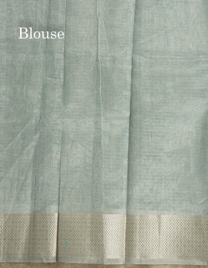 Baby Pink Fancy Tissue Kota Saree With Zari Lines Blouse