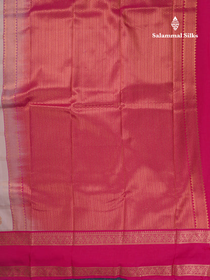 Light Chocolate Semi Silk Saree With Contrast Pink Rettapet Border