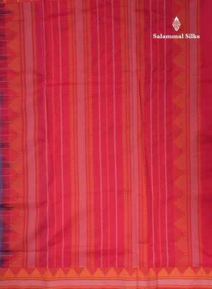 Ramar Blue Semi Silk Cotton Saree With Thread Work Traditional Temple Border