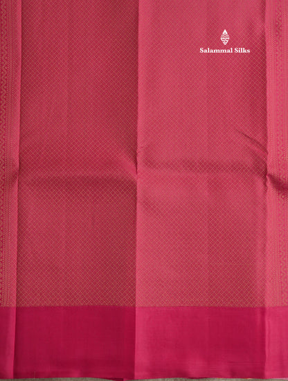 Paalum Pazham Checks Pure Kanjivaram Silk Saree With Contrast Pink Blouse