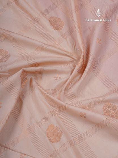 Light Chocolate Semi Silk Saree With Contrast Pink Rettapet Border