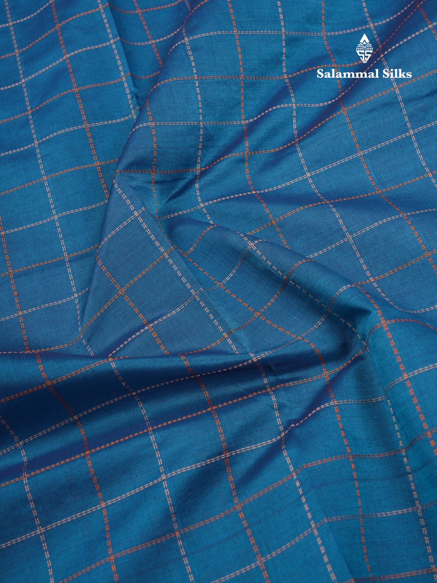 Ramar Blue Semi Silk Cotton Saree With Thread Work Traditional Temple Border