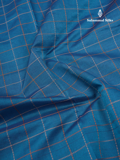 Ramar Blue Semi Silk Cotton Saree With Thread Work Traditional Temple Border