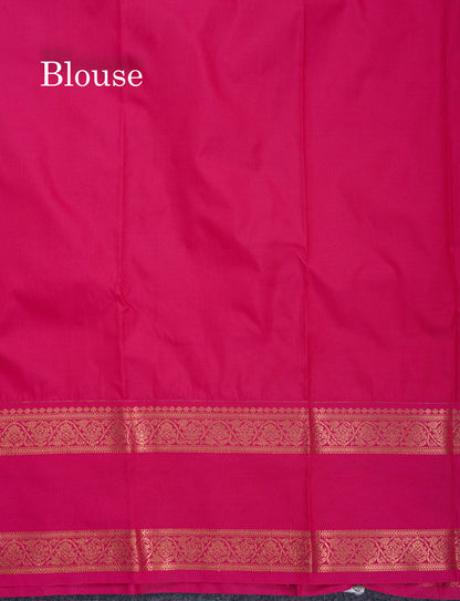 Light Chocolate Semi Silk Saree With Contrast Pink Rettapet Border