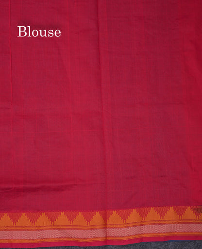 Ramar Blue Semi Silk Cotton Saree With Thread Work Traditional Temple Border