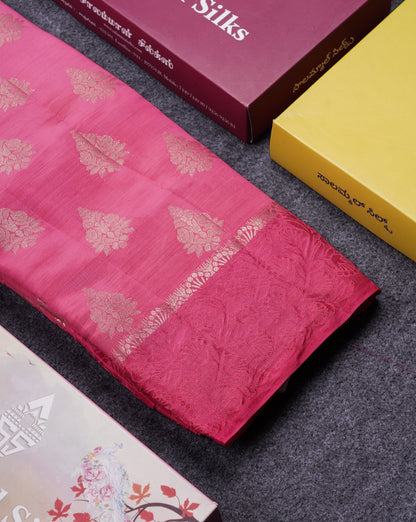 Beautiful Blue Semi Raw Silk Saree With Fancy Border