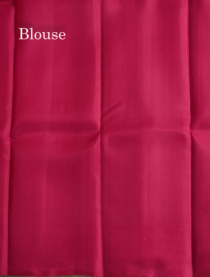 Paalum Pazham Checks Pure Kanjivaram Silk Saree With Contrast Pink Blouse