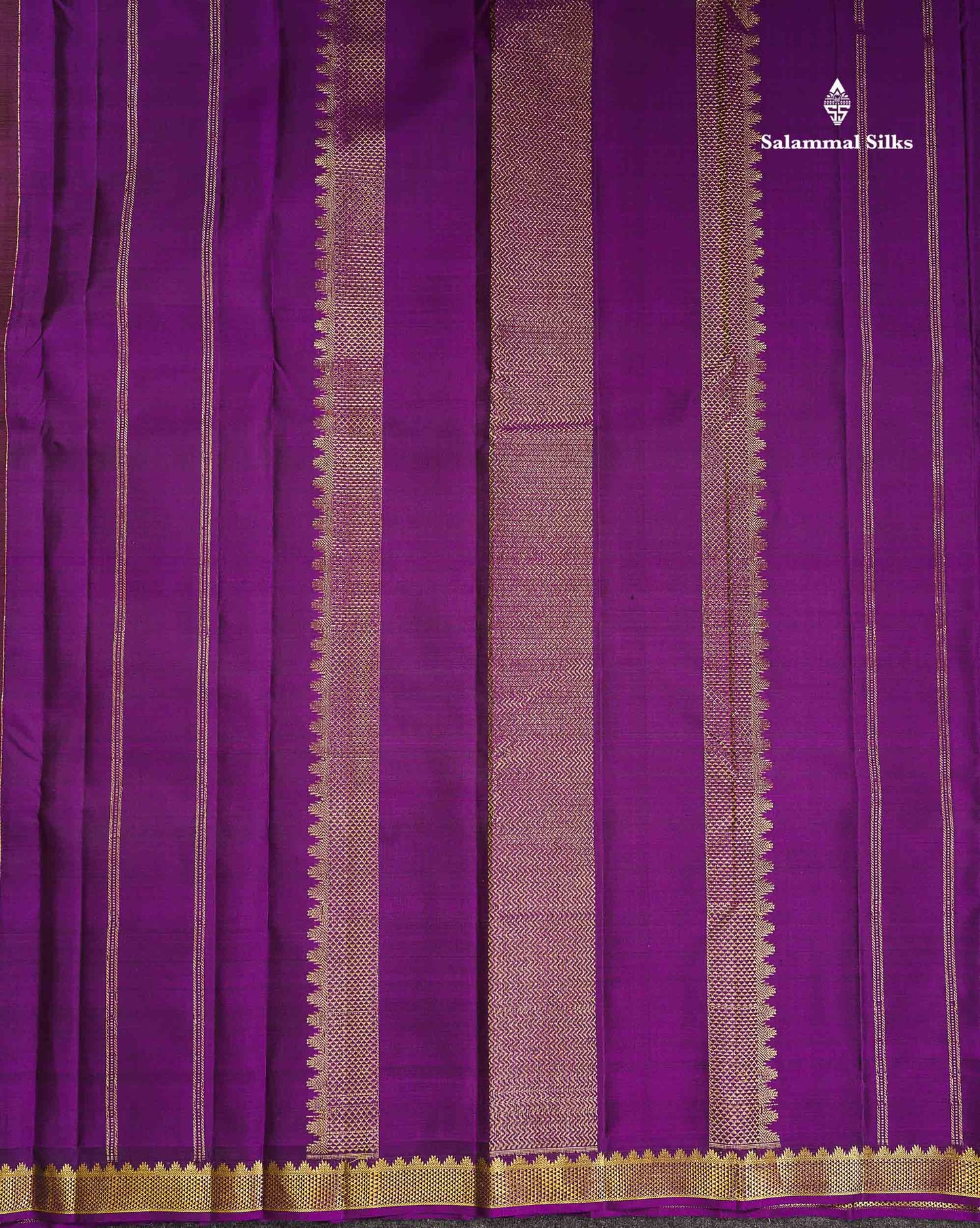 Pure Kanjivaram Silk Saree - Rust Brown Colour Body Small Butta With Contrast Wine Purple Small Border