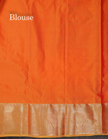 Beautiful Pink Zari Lines With Butta Semi Silk Saree With Contrast Mustard Yellow Traditional Border