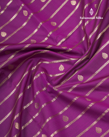 Dark Purple Semi Silk Saree With Contrast Cream Sandal Rettapet Border