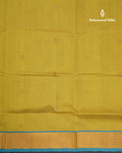 Ramar Blue Pure Silk Cotton Saree With Contrast Pink Blouse