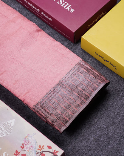 Beautiful Dark Brown Semi Raw Silk Saree With Fancy Border