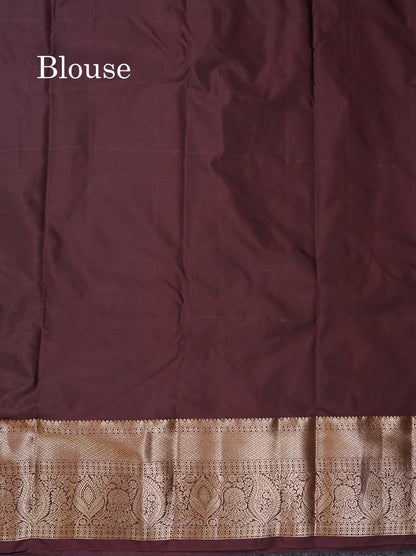 Beautiful Bottle Green Zari Lines Semi Silk Saree With Contrast Dark Brown Traditional Border