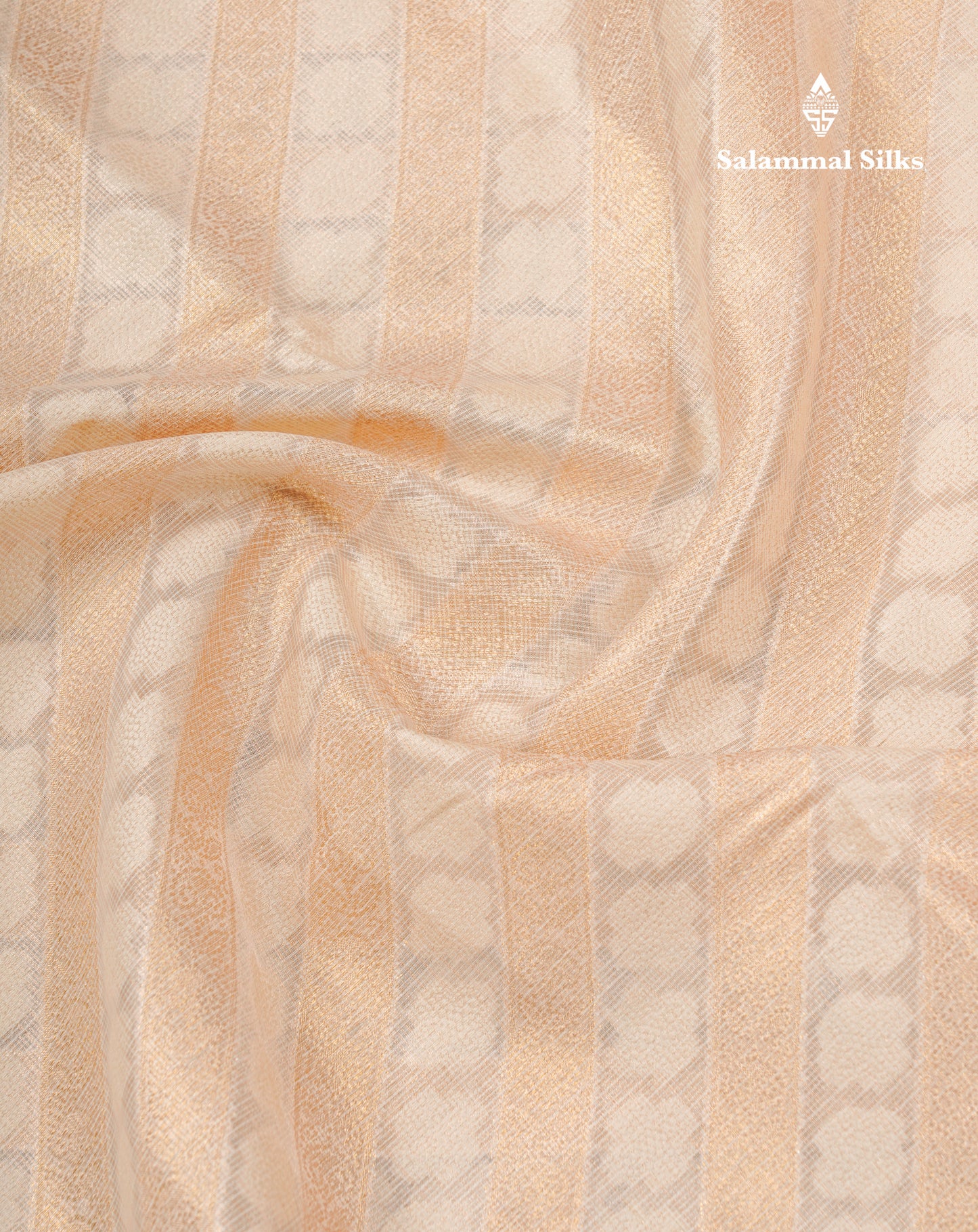 Beautiful Cream Kota Cotton Grand Fancy Saree With Blouse
