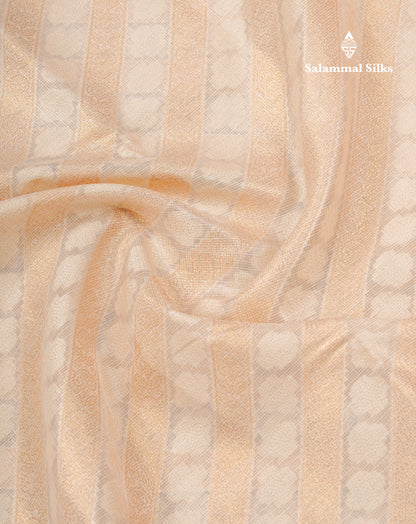 Beautiful Cream Kota Cotton Grand Fancy Saree With Blouse