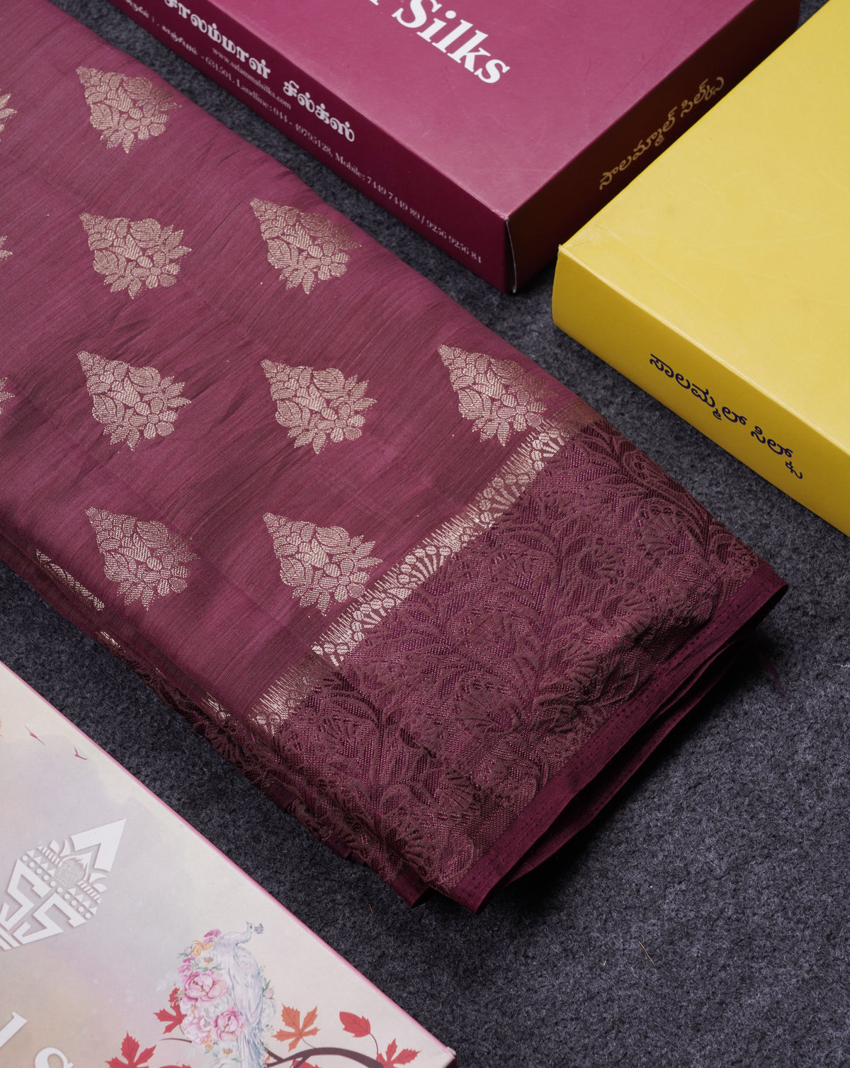 Beautiful Dark Magenta Semi Raw Silk Saree With Fancy Border
