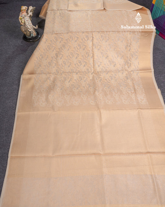 Beautiful Cream Kota Cotton Grand Fancy Saree With Blouse