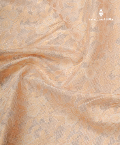 Beautiful Cream Kota Cotton Grand Fancy Saree With Blouse