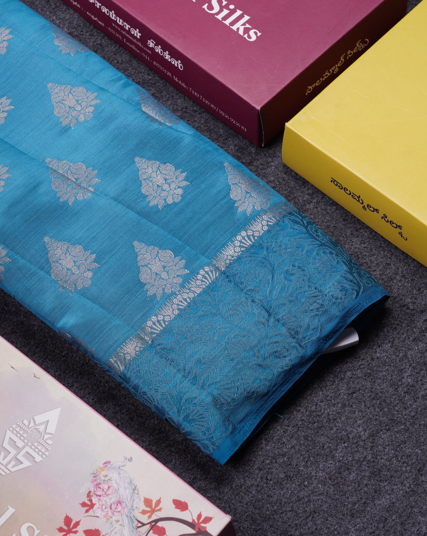 Beautiful Blue Semi Raw Silk Saree With Fancy Border