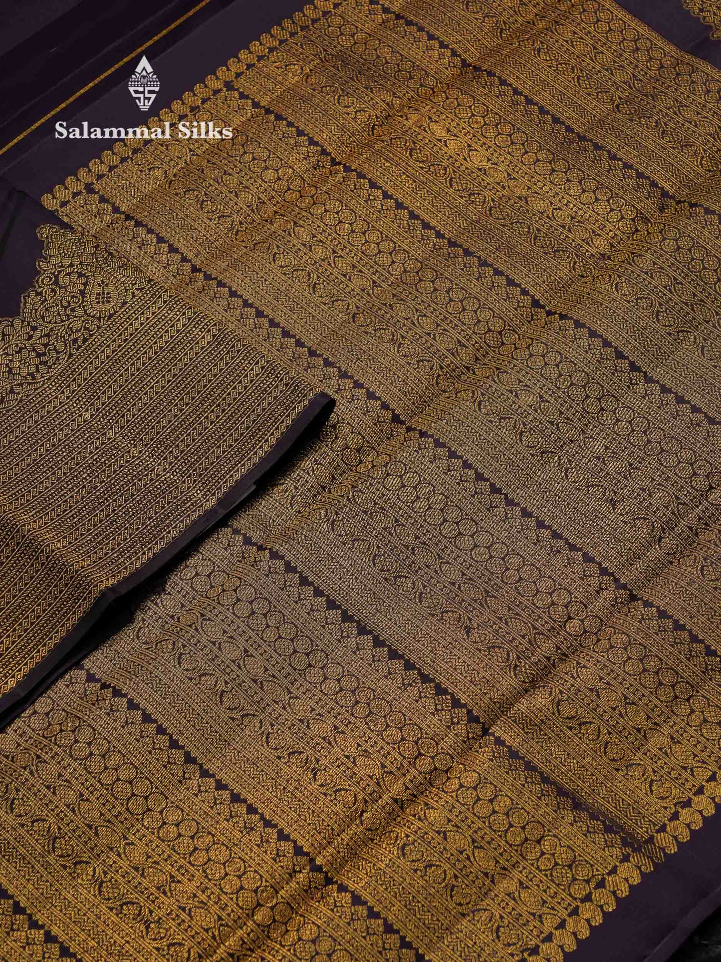 Beautiful Dark Violet Pure Kanjivaram Silk Saree With Traditional Turning Border