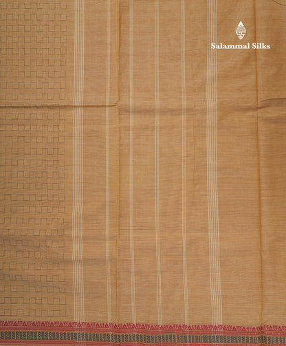 Sandal Beautiful Fancy Pure Cotton Saree With Small Maroon Border