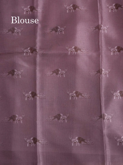 Sandal Printed Semi Tussar Saree With Village Theme Border