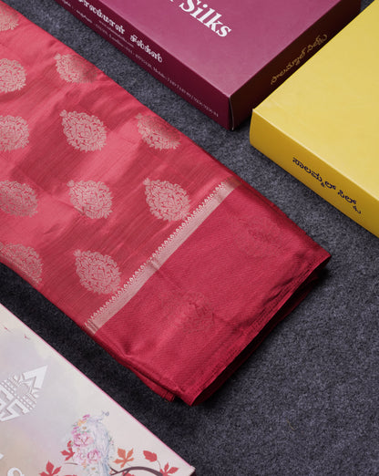 Beautiful Dark Magenta Semi Raw Silk Saree With Fancy Border