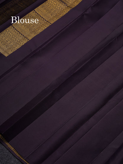 Beautiful Dark Violet Pure Kanjivaram Silk Saree With Traditional Turning Border