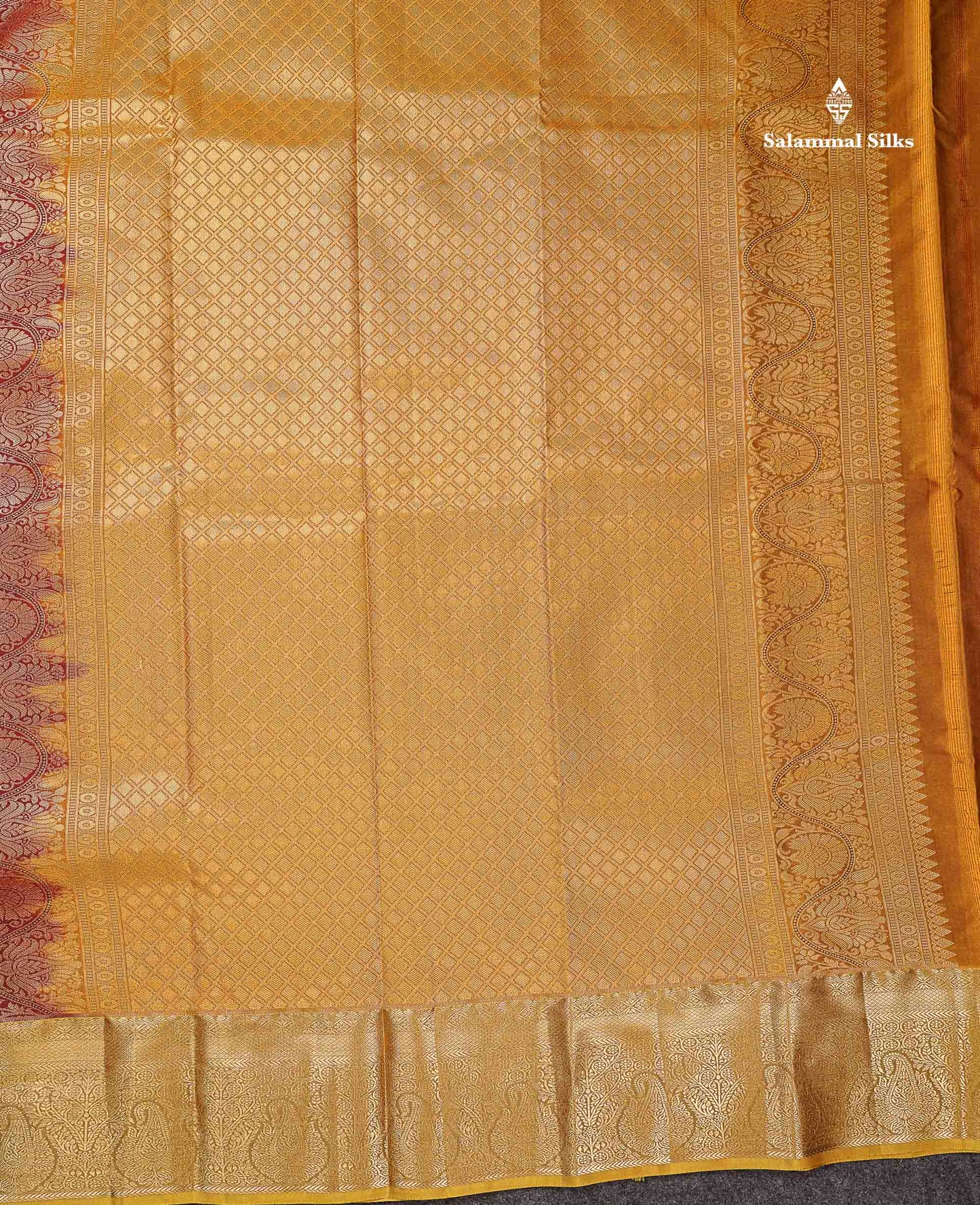 Beautiful Pink Zari Lines With Butta Semi Silk Saree With Contrast Mustard Yellow Traditional Border