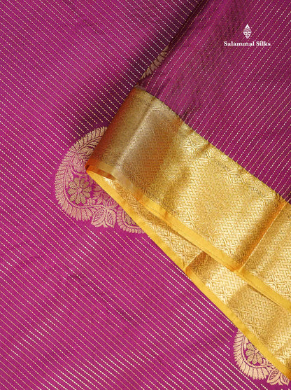 Beautiful Pink Zari Lines With Butta Semi Silk Saree With Contrast Mustard Yellow Traditional Border