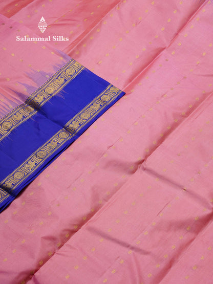 Beautiful Parrot Green Pure Kanjivaram Silk Saree With Contrast Royal Blue Traditional Rettapet Border