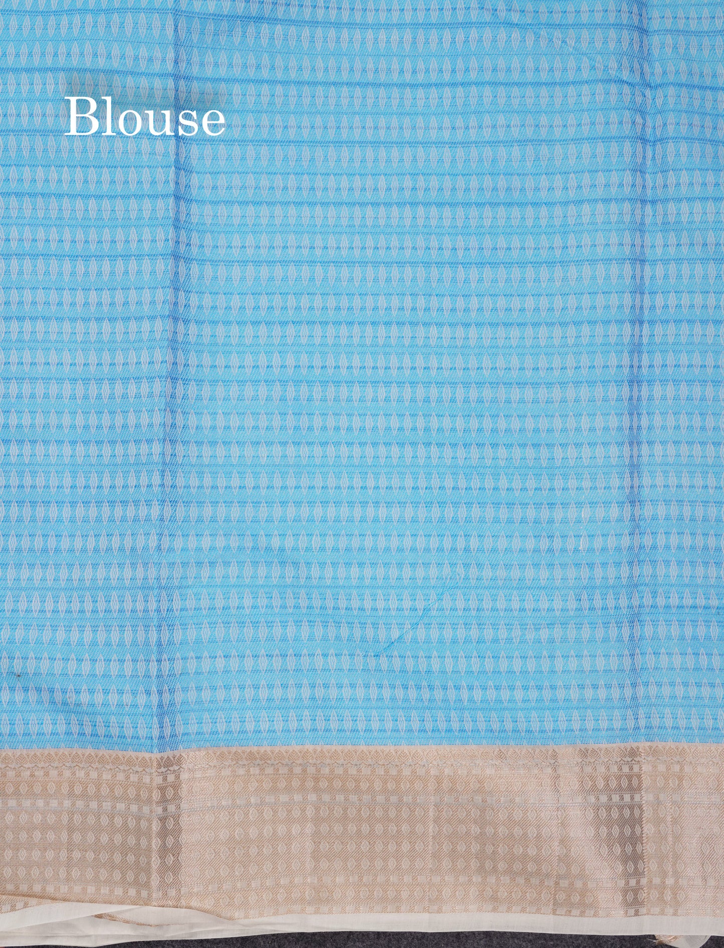 Fancy White Cotton Mix Saree With Contrast Sky Blue Designer Blouse