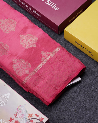 Beautiful Lavender Semi Raw Silk Saree With Fancy Border