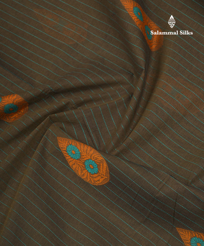 Olive Green Beautiful Fancy Pure Cotton Saree With Blouse