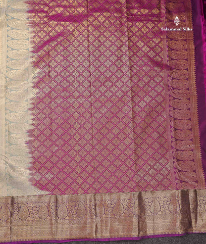 Beautiful Light Elaichi Green Zari Lines With Butta Semi Silk Saree With Contrast Magenta Traditional Evening Morning Border