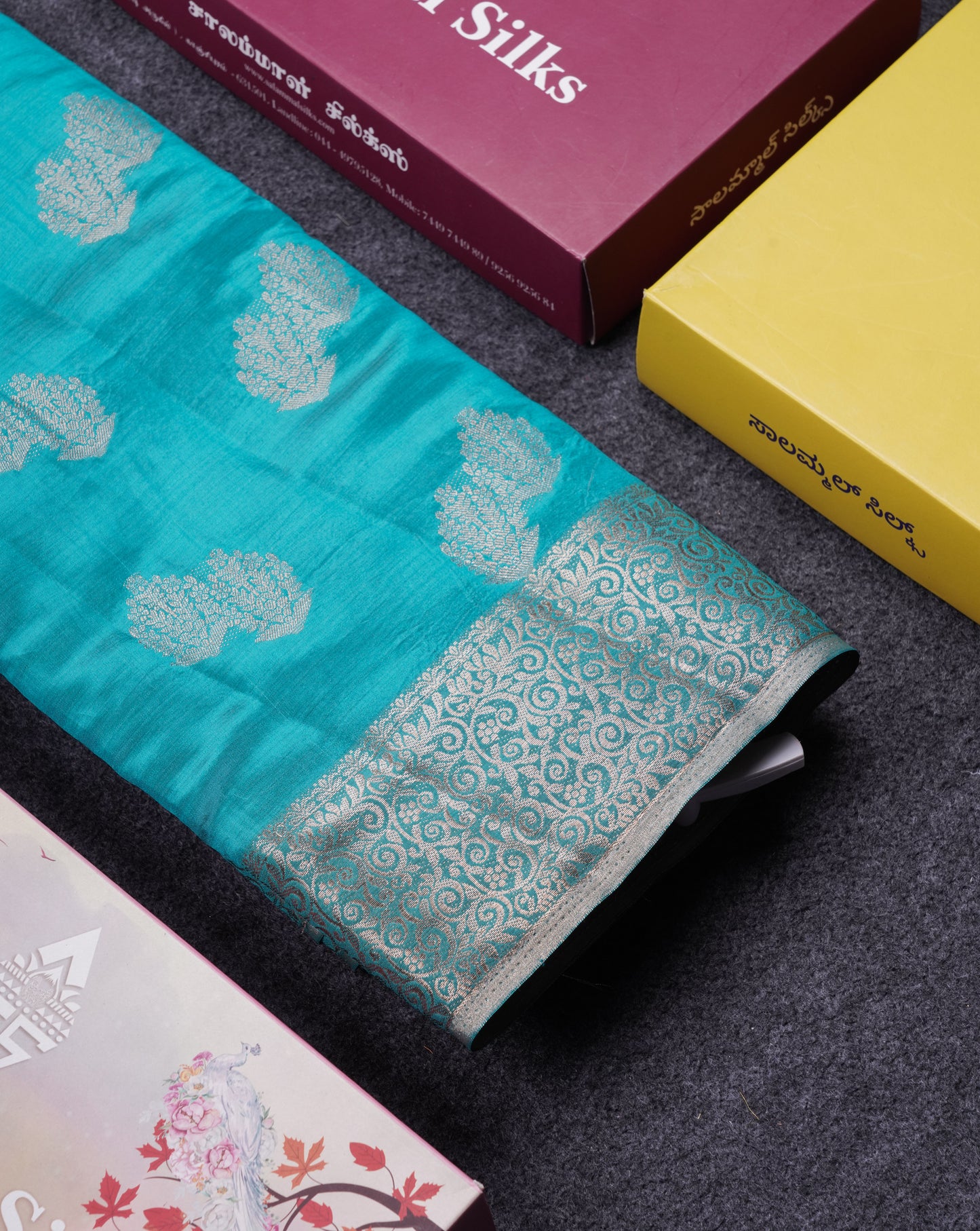 Beautiful Sapphire Blue Semi Raw Silk Saree With Fancy Border
