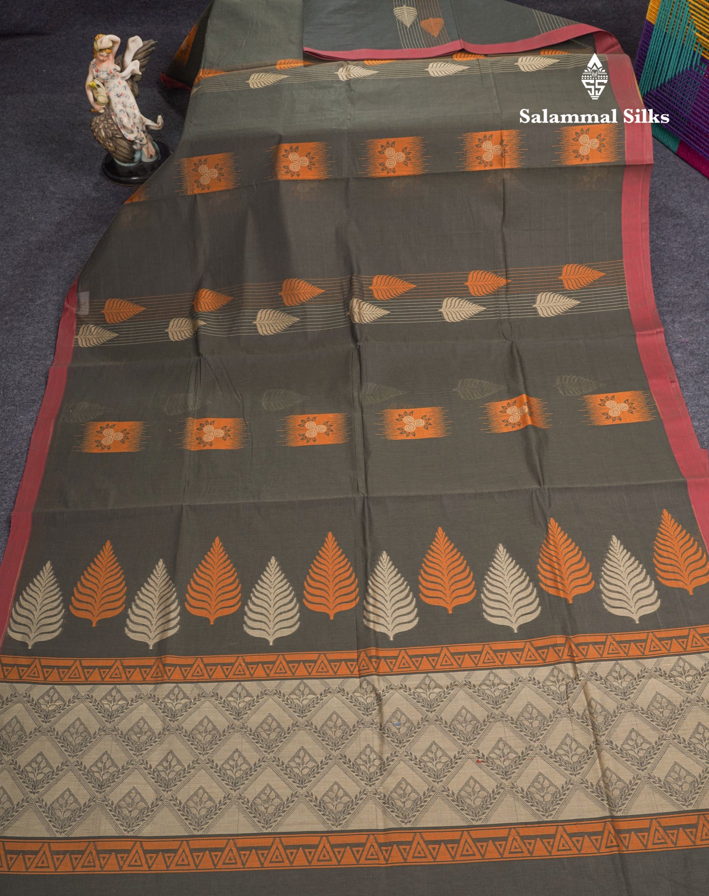 Dark Olive Green Beautiful Fancy Pure Cotton Saree With Small Maroon Border