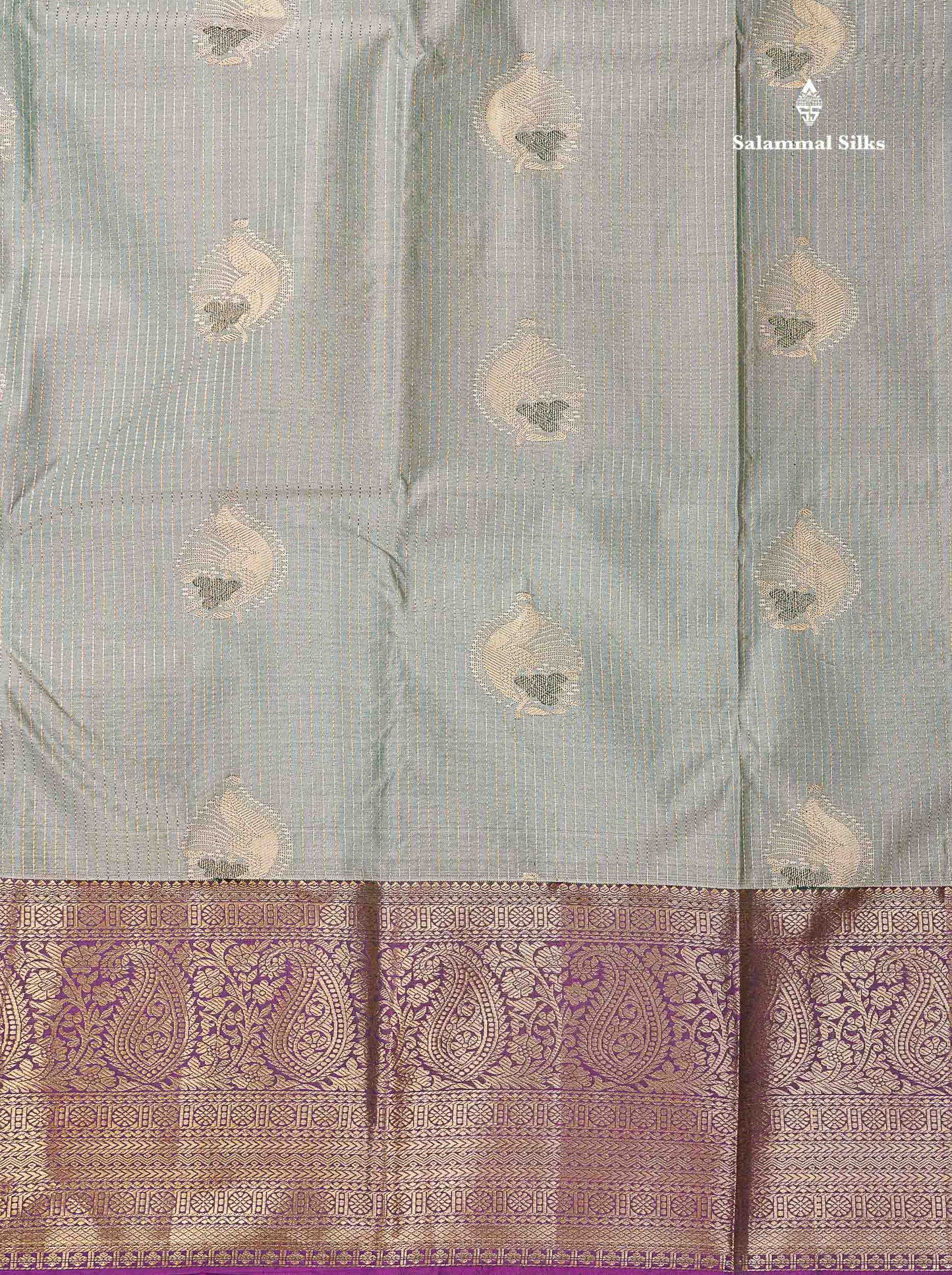 Beautiful Light Elaichi Green Zari Lines With Butta Semi Silk Saree With Contrast Magenta Traditional Evening Morning Border