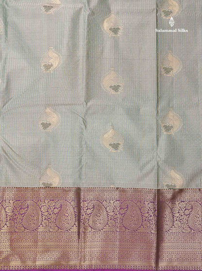 Beautiful Light Elaichi Green Zari Lines With Butta Semi Silk Saree With Contrast Magenta Traditional Evening Morning Border